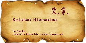 Kriston Hieronima névjegykártya